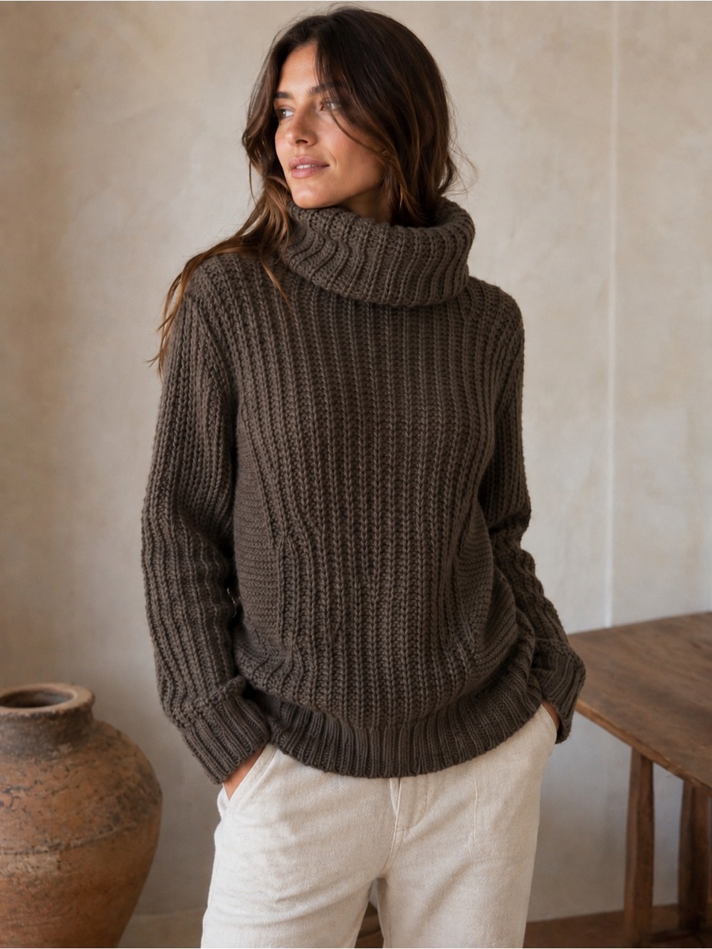 Banana Republic Women’s XS Chunky Turtleneck Sweater Merino Wool Alpaca